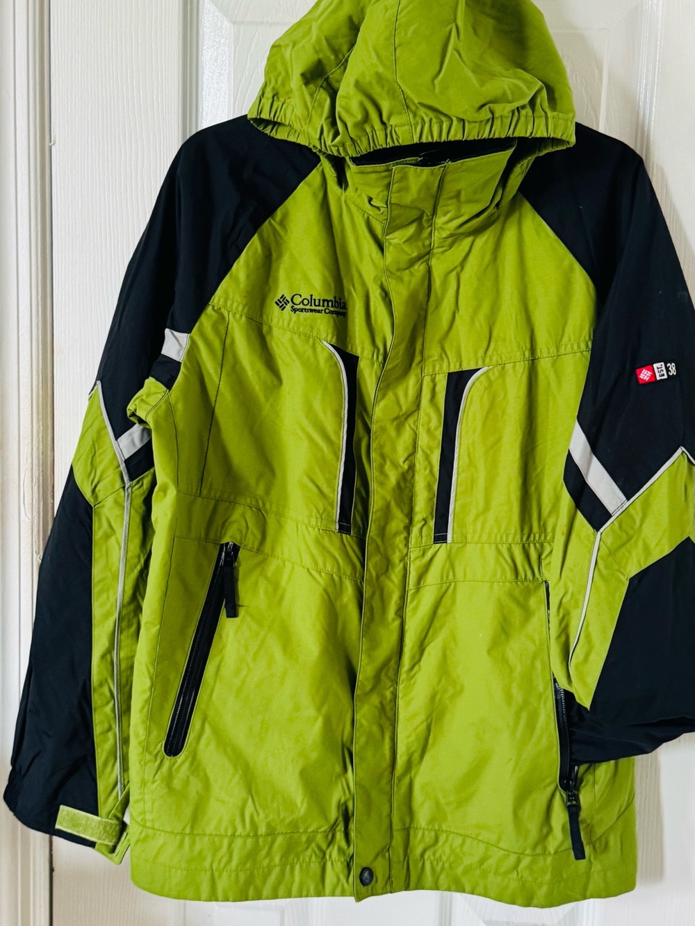 Columbia Lime Green and Black Ski Jacket with Hood